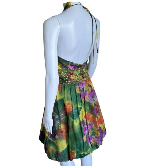 VTG Sue Wong 100% Silk Embellished Beaded Fairy Cocktail Bubble Dress *FLAWED - Picture 4 of 9